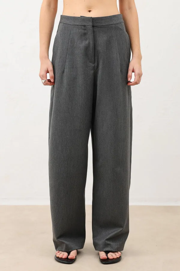 Antioch Grey Wide Leg Women's Trousers with Pens