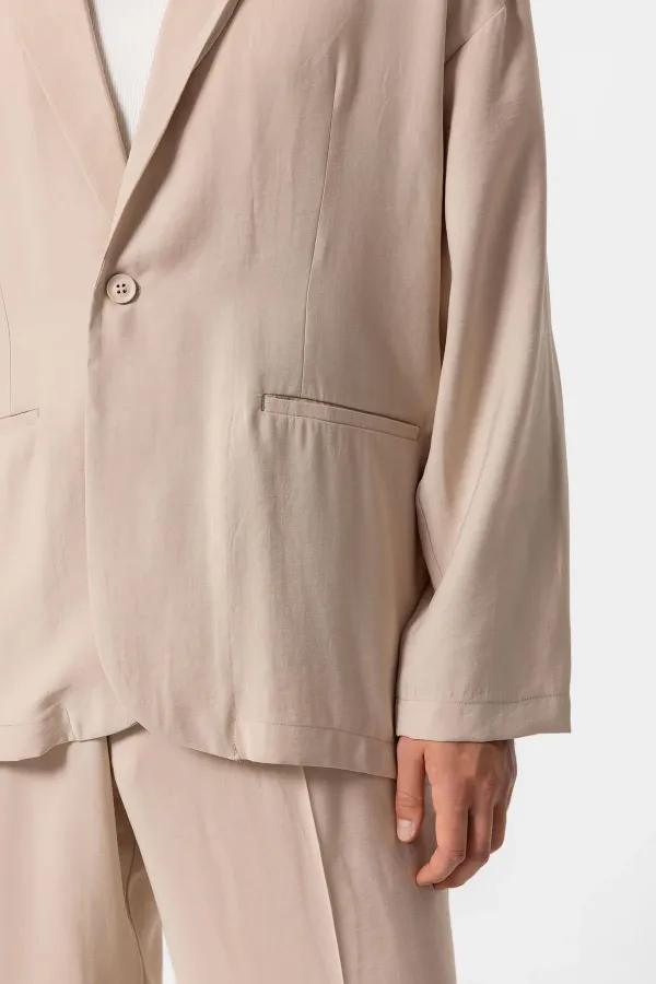 Antioch Bej Oversize Astarsız Erkek Blazer Ceket