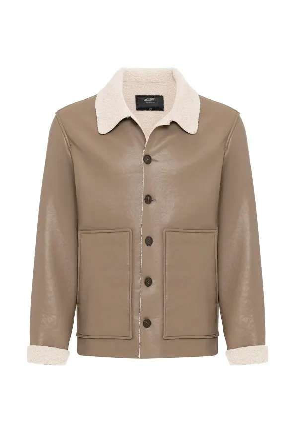 Veste en similicuir pour homme Antioch avec doublure en vison