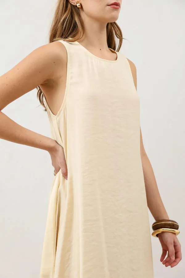 Robe midi jaune Antioch drapée à col halter