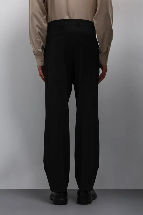 Antioch Black Relax Fit Pleated Men's Trousers