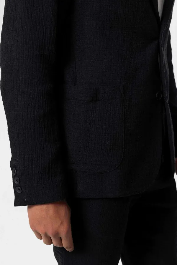 Veste blazer Antioch noire non doublée pour homme avec poches plaquées