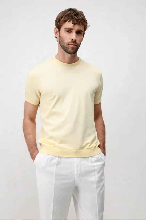 Antioch Sarı Comfort Slim Triko T-Shirt
