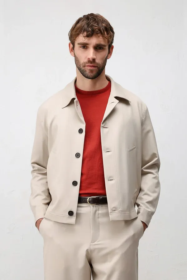 Veste de printemps pour homme Antioch beige coupe décontractée