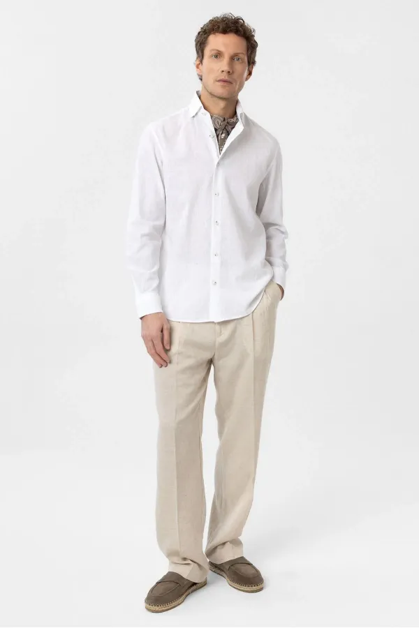 Antioch White Linen Blend Men's Shirt