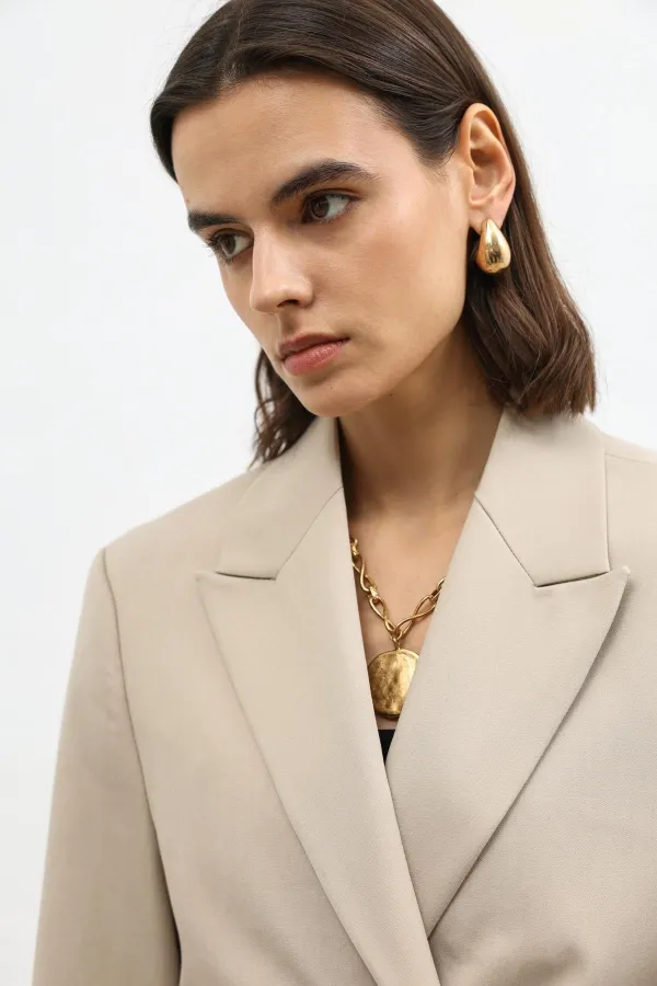 Antioch Beige Double-Breasted Women's Blazer