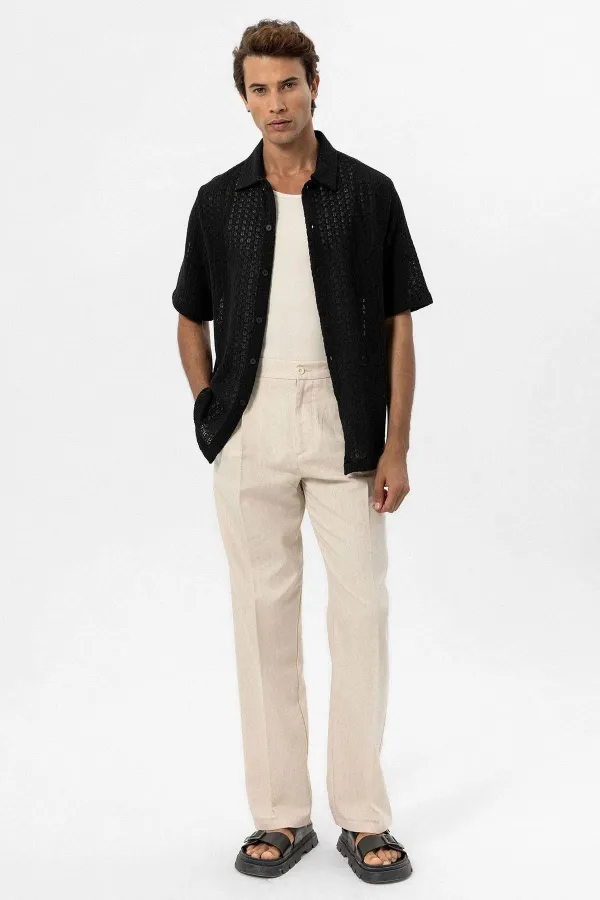 Chemise homme Antioch noire texturée au crochet