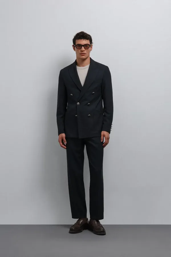 Veste blazer homme Antioch bleu marine non doublée à double boutonnage