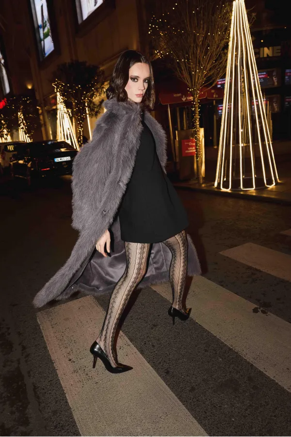 Antioch Anthracite Faux Fur Long Coat