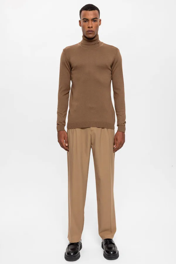 Antioch Açık Kahve Tam Boğazlı Erkek Triko