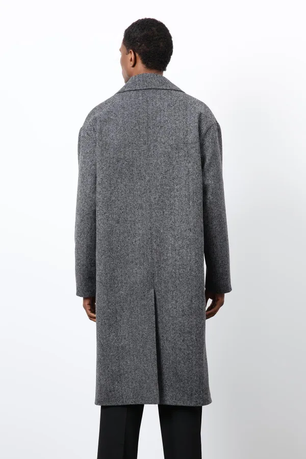 Manteau homme Antioch gris coupe décontractée à chevrons
