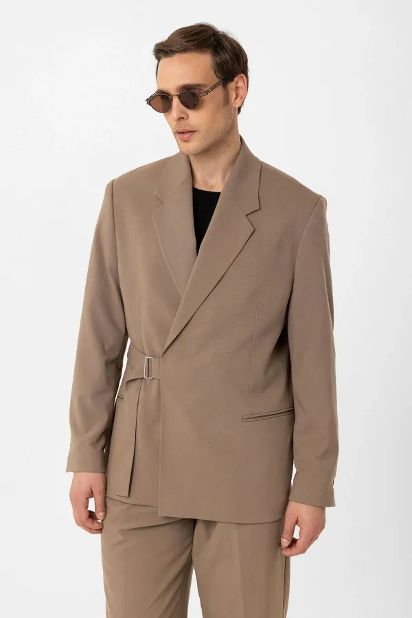 Antioch Vizon Kuşaklı Relax Fit Erkek Blazer Ceket