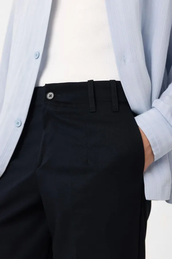 Pantalon Antioch bleu marine taille haute coupe droite pour homme