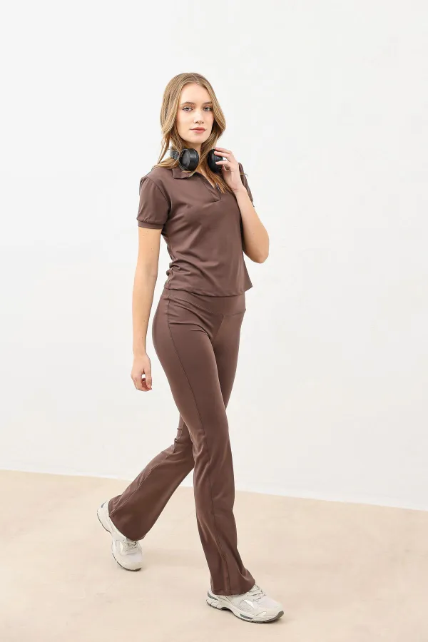 Antioch Kahve Polo Yaka Kadın T-Shirt