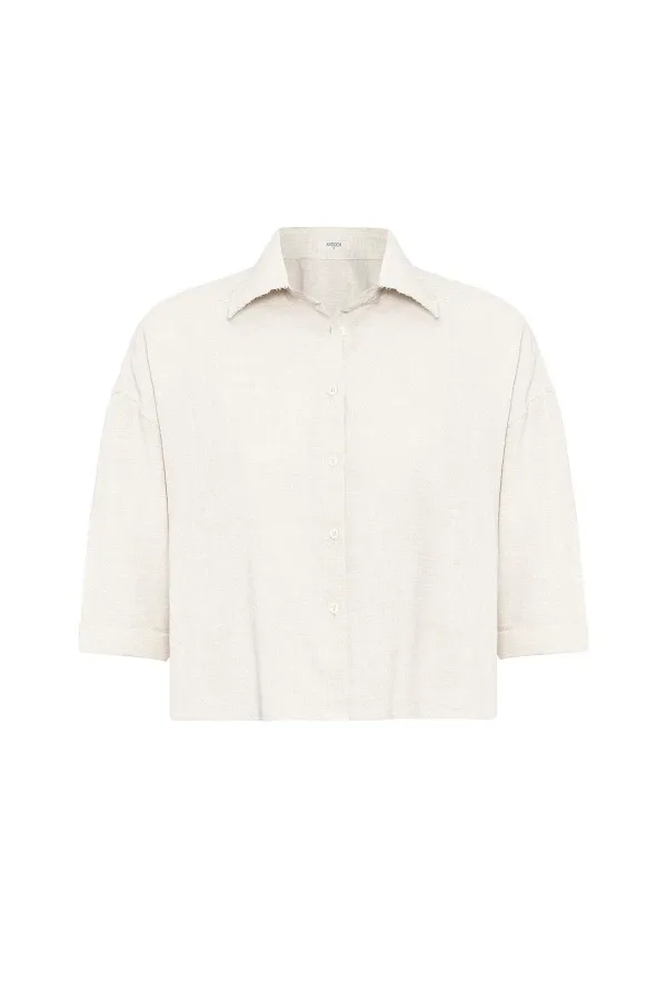 Chemise texturée courte Antioch écru pour femme