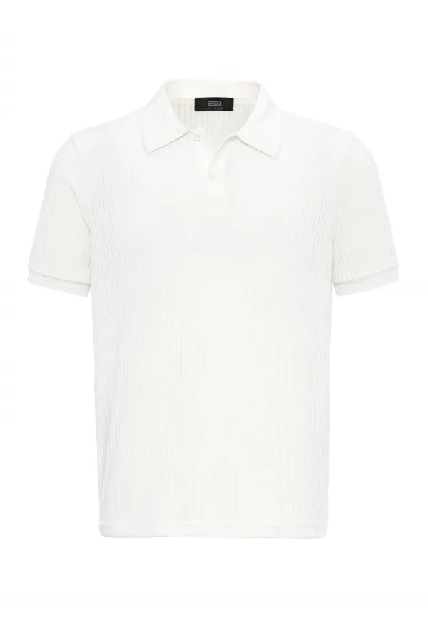 Antioch Beyaz Slim Fit Polo Yaka Erkek T-Shirt
