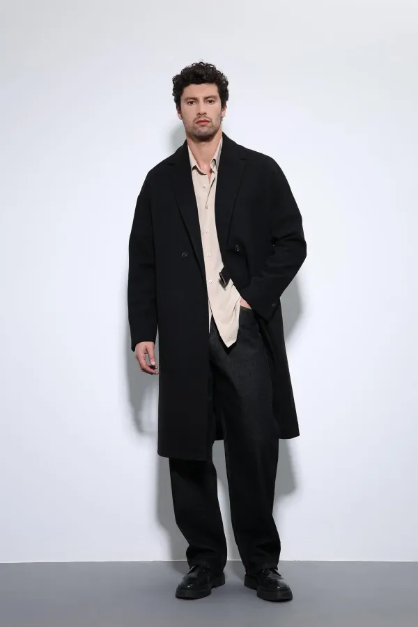 Antioch Black Belted Oversize Men's Coat Antioch Black Belted Oversize Men's Coat