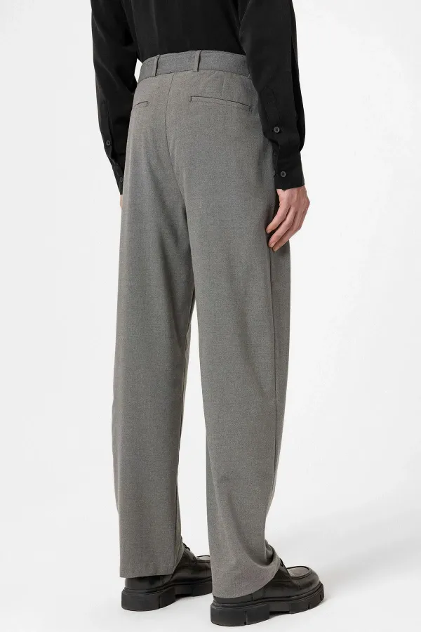 Antioch Gri Yüksek Bel Kemerli Erkek Pantolon