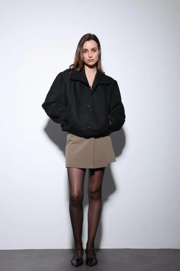 Blouson aviateur Antioch noir effet daim pour femme