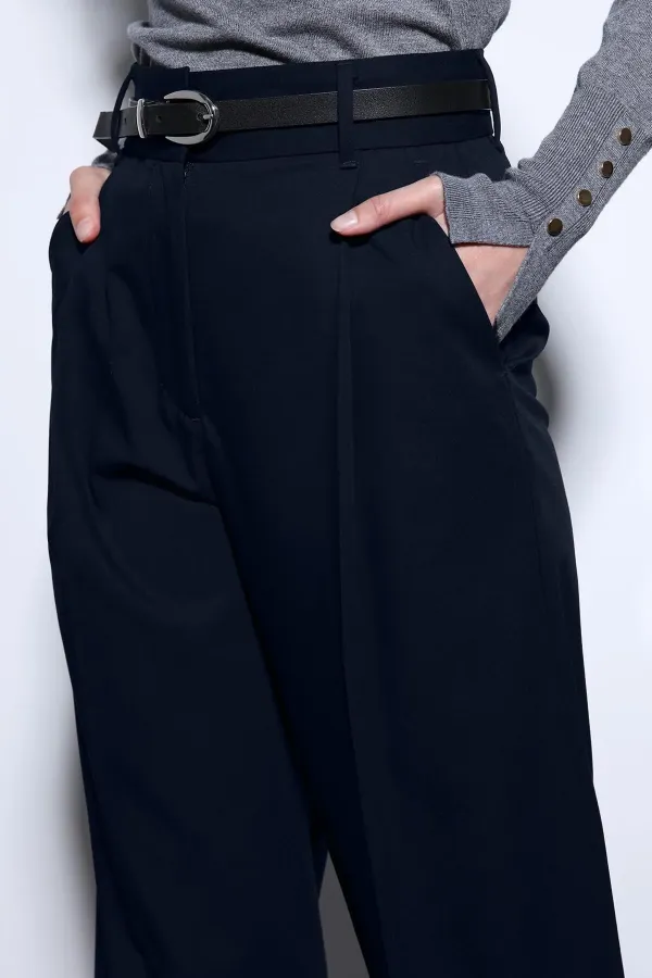 Antioch Lacivert Geniş Paça Kadın Pantolon