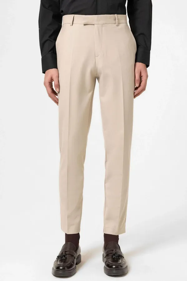 Antioch Beige Classic High-Waisted Men's Trousers