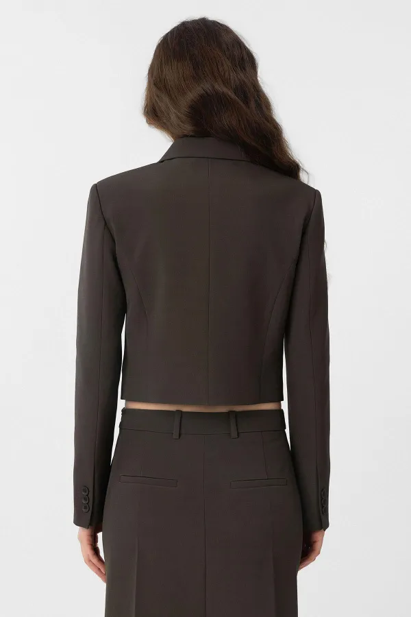 Antioch Khaki Crop Women's Blazer Jacket