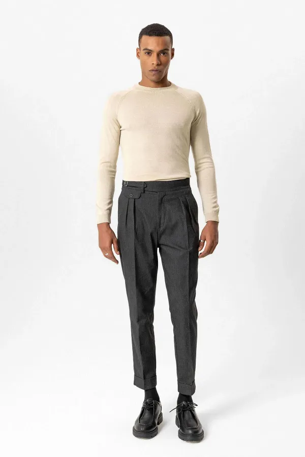 Antioch Stone Bicycle Collar Slim Fit Knitted Sweater