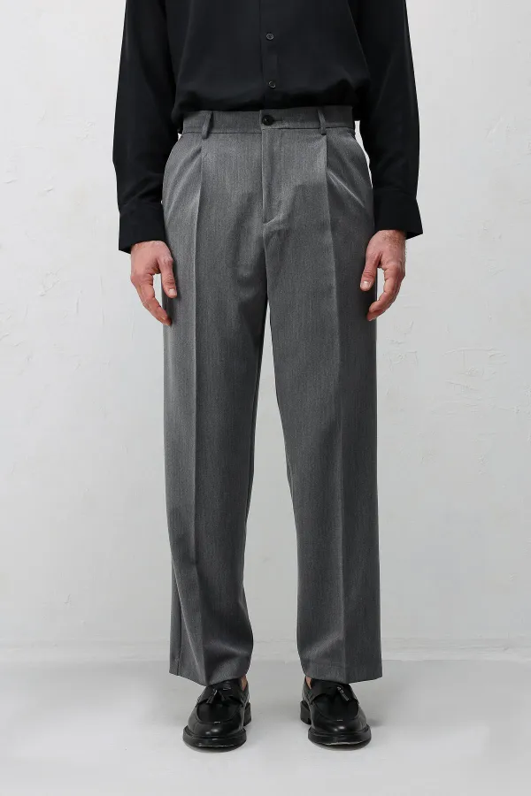 Pantalon plissé Antioch Grey Relax Fit pour homme
