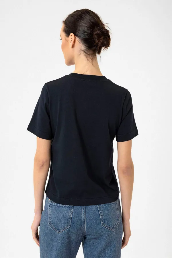 Antioch Navy Blue Women's Crew Neck Basic T-Shirt