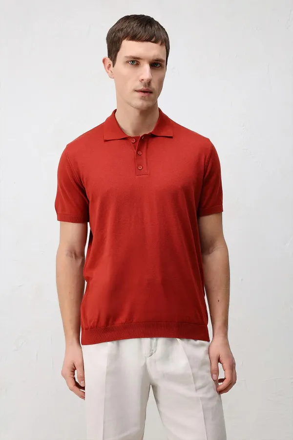 T-shirt en maille pour homme Antioch Red Comfort Slim à col polo