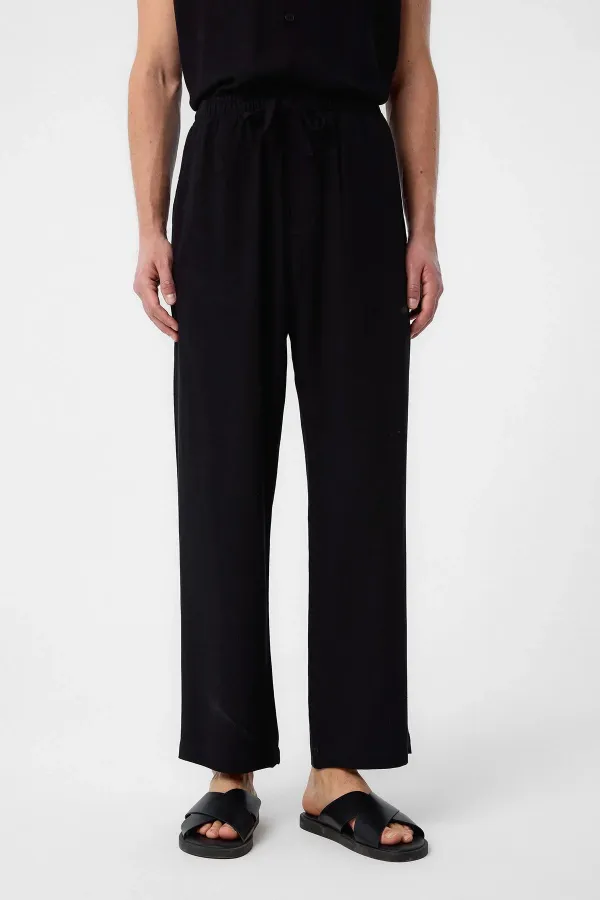 Antioch Black Linen Blend Men's Jogger Pants