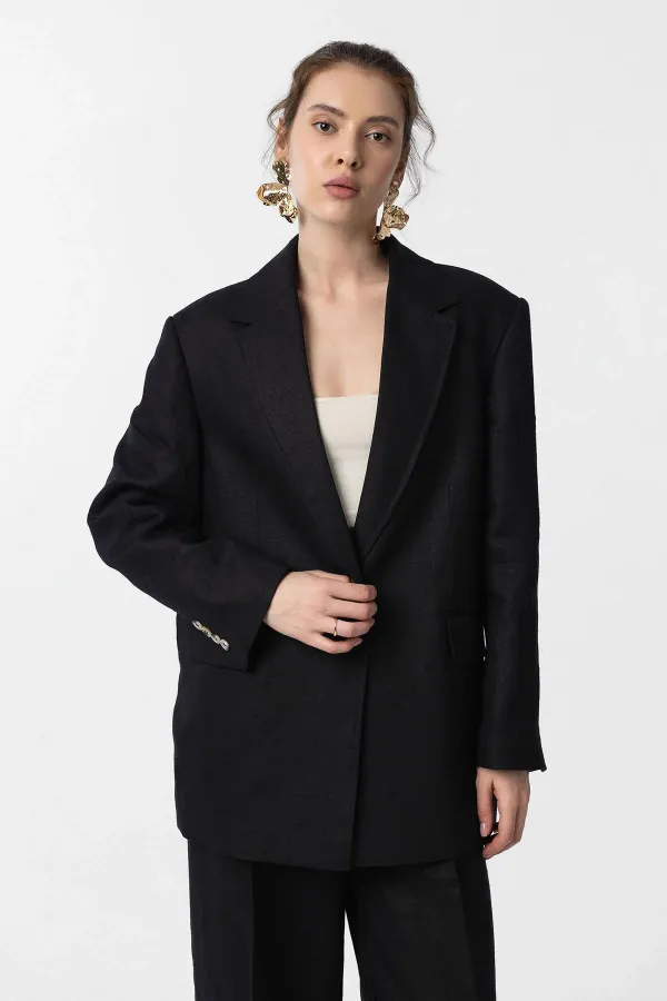 Antioch Black 100% Linen Women's Blazer Jacket