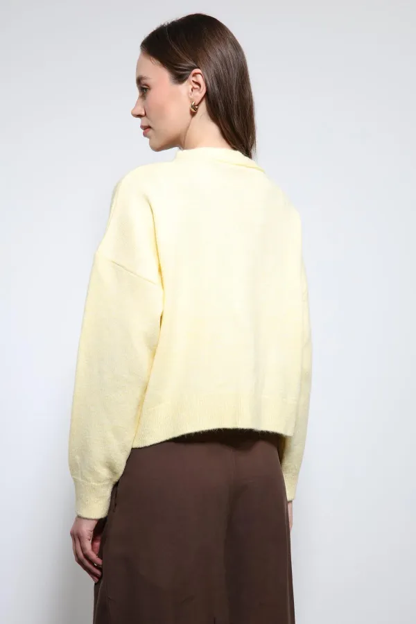 Antioch Sarı Yün Karışımlı Hırka