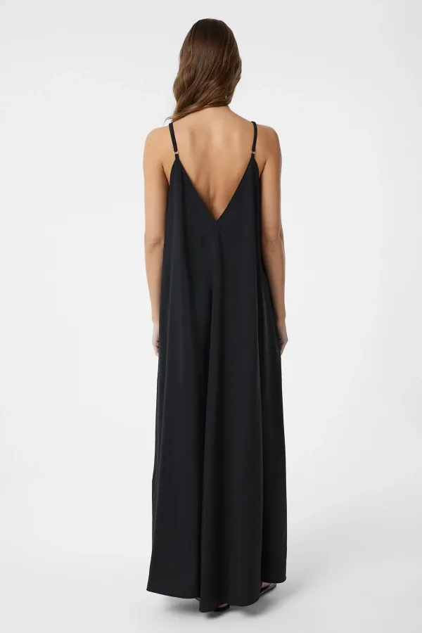 Antioch Siyah Askılı Modal Uzun Kadın Elbise