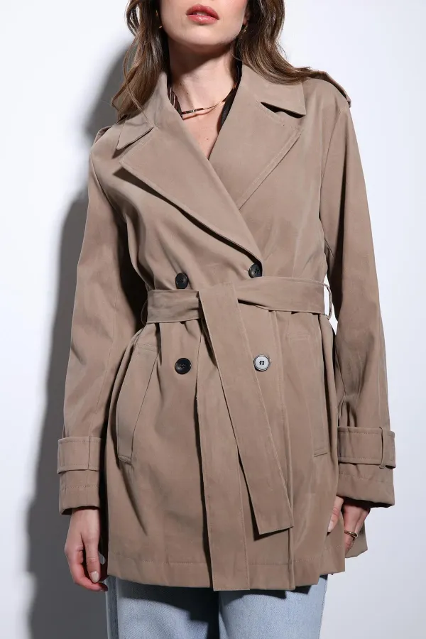 Antioch Vizon Süet Görünümlü Kadın Trençkot