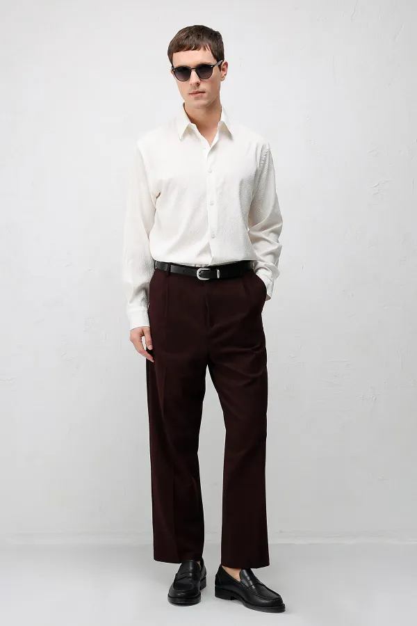 Antioch Ecru Modal Blend Textured Men's Shirt