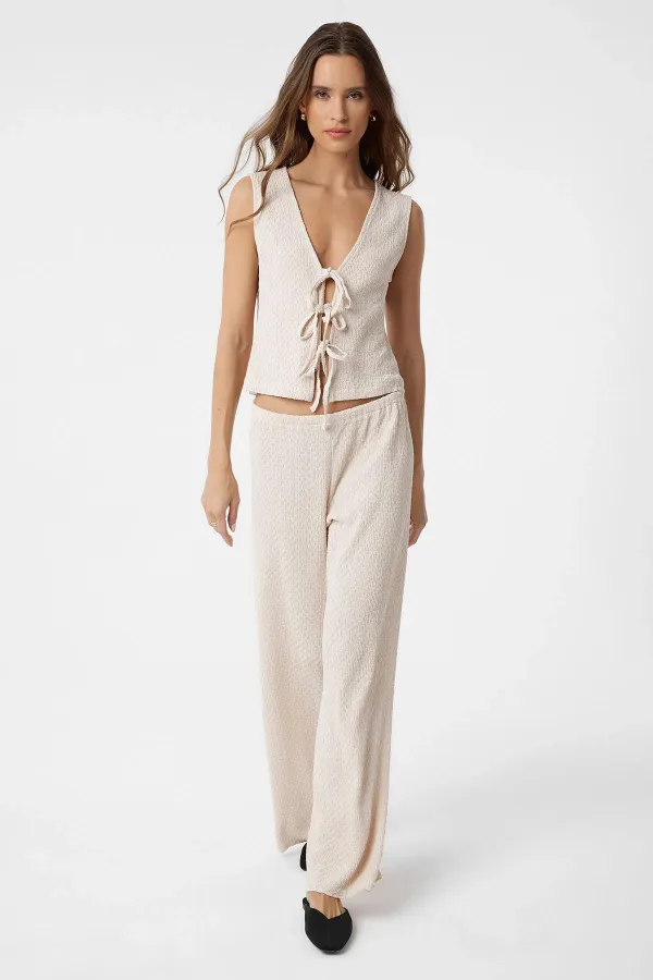 Ensemble Antioch écru texturé pour femme avec détail de cravate