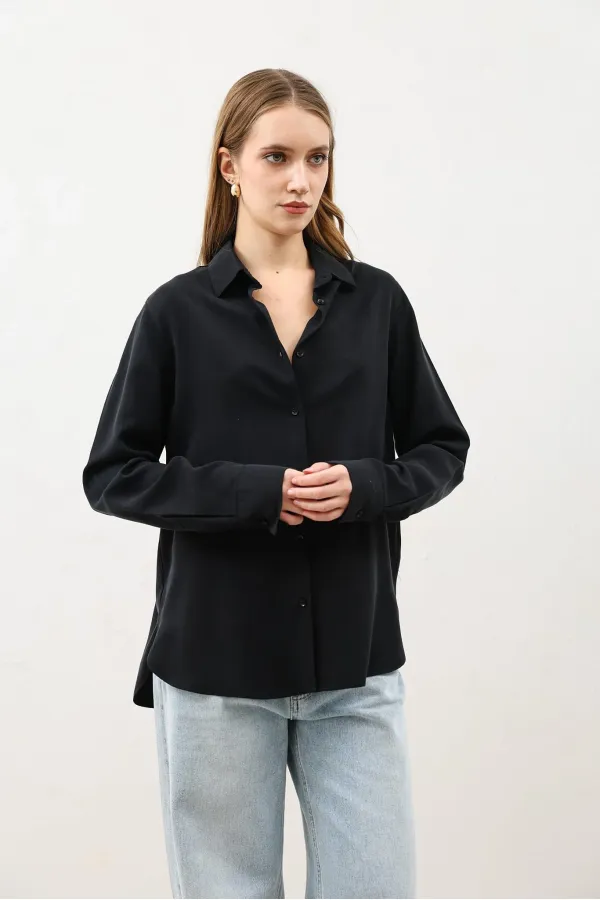 Antioch Siyah Premium Kadın Gömlek