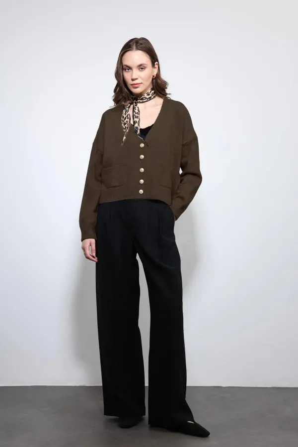 Antioch Kahve Yün Karışımlı Hırka