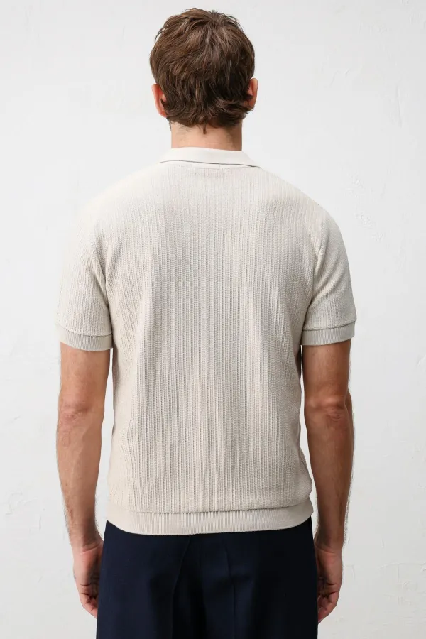 T-shirt en maille texturée haut de gamme Antioch Stone pour homme