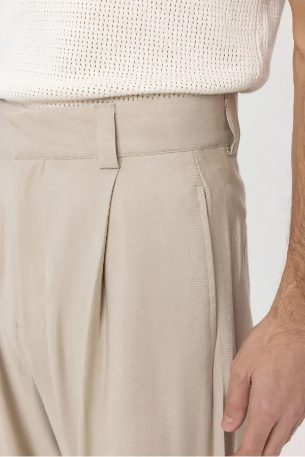 Antioch Bej Pileli Baggy Fit Erkek Pantolon