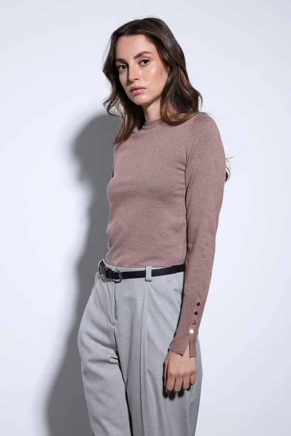 Antioch Light Brown Basic Women's Knit Sweater