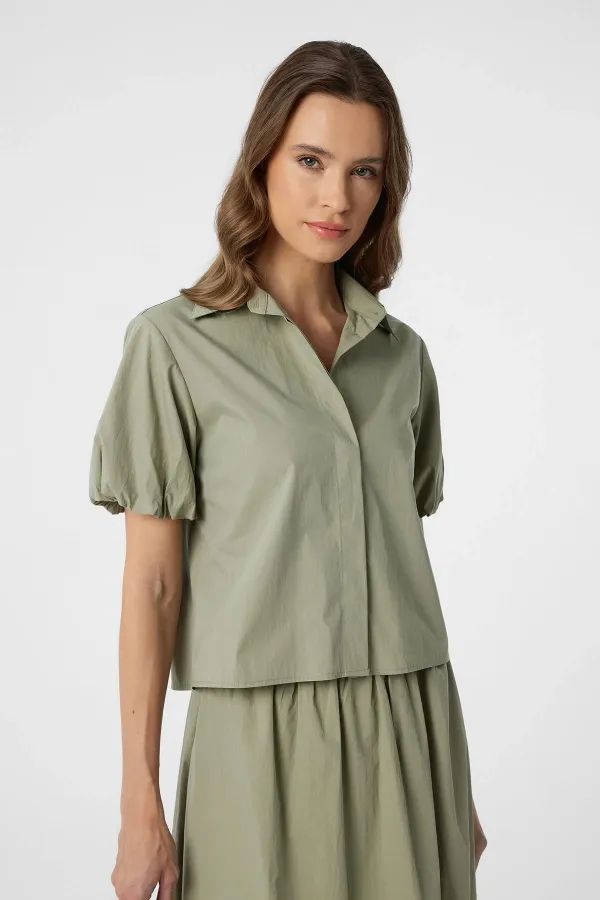 Chemise à manches ballon Antioch Green pour femmes