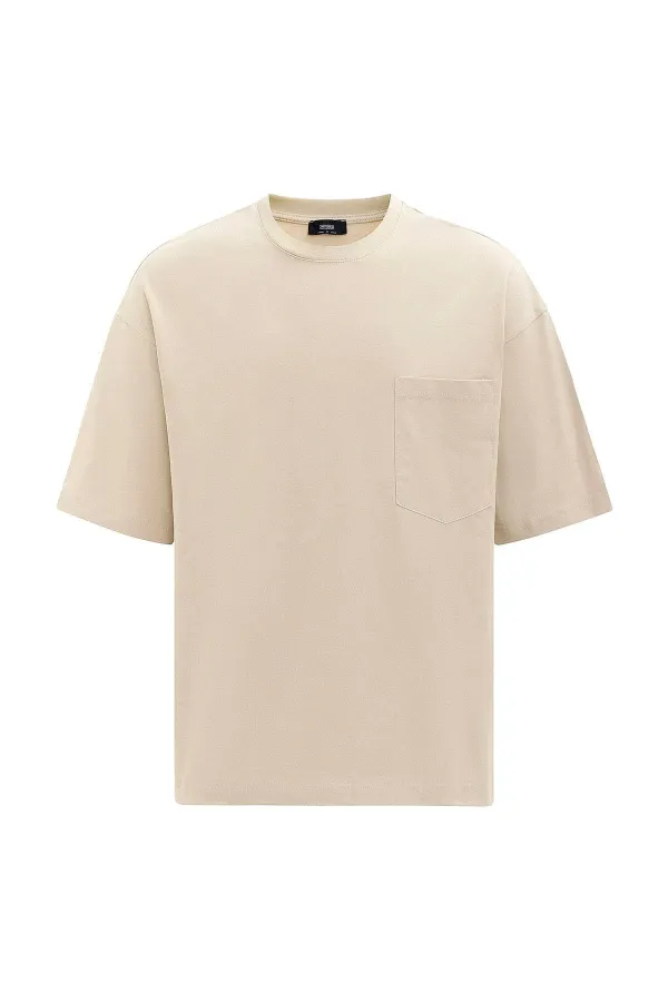 Antioch Beige Relaxed Basic Men's T-Shirt