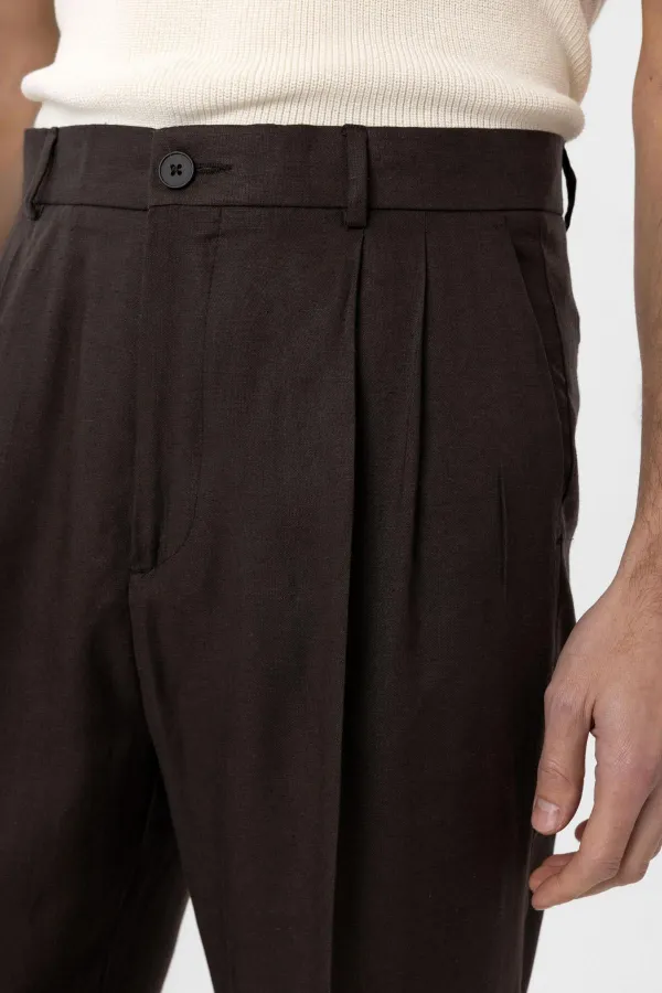 Antioch Coffee Linen Blend Men's Baggy Pants