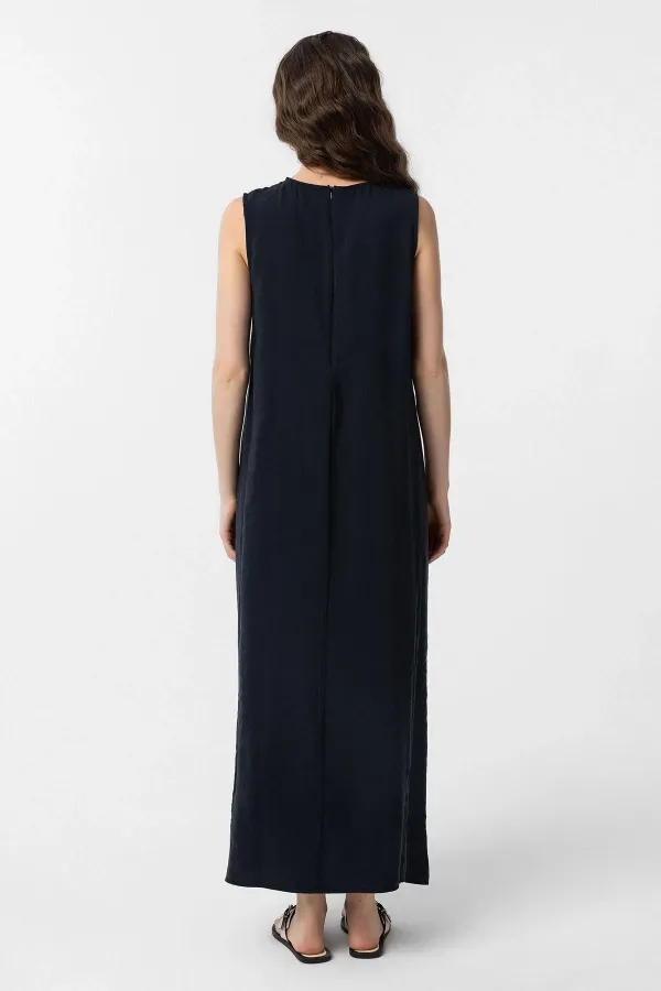 Antioch Siyah Modal Midi Kadın Elbise