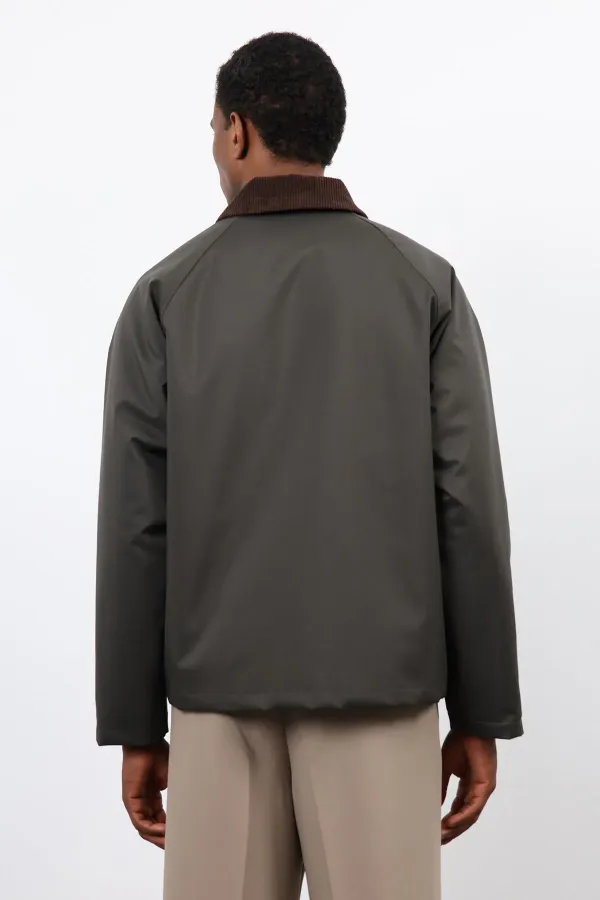 Antioch Haki Kontrast Yaka Erkek Mont