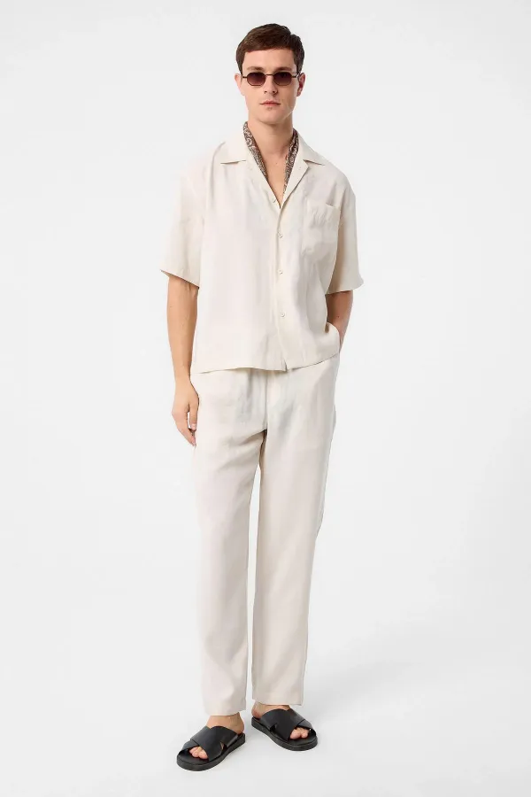 Chemise homme Antioch Ecru Apache à col Apache en tissu modal