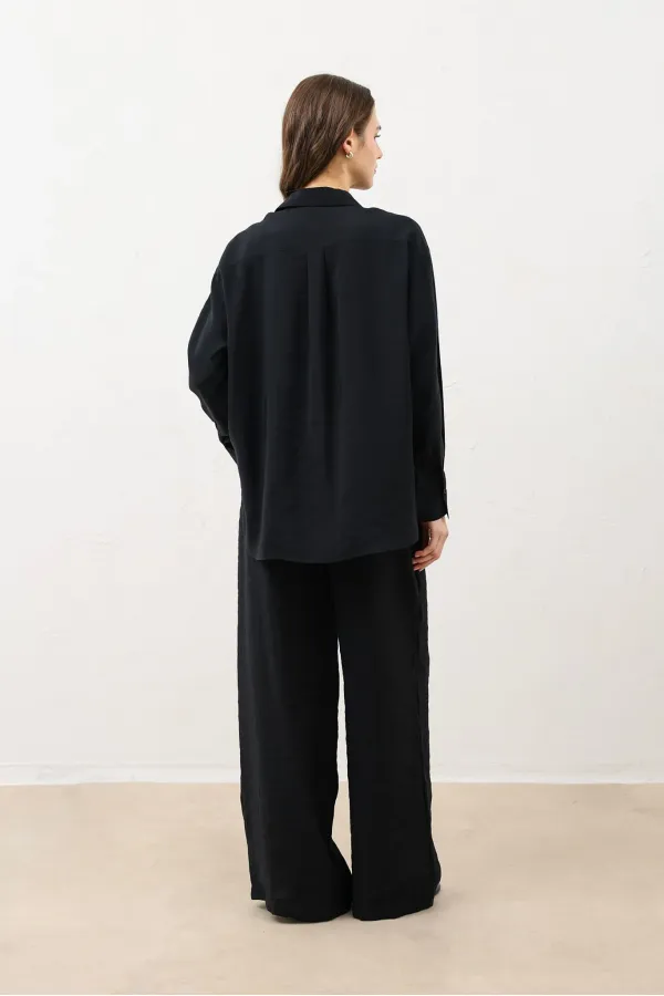 Pantalon Antioch noir en mélange modal pour femme