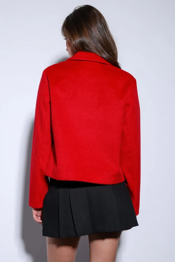 Veste courte en cachemire à col chemise rouge Antioch